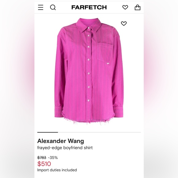 ALEXANDER WANG
Boyfriend Shirt in Joker Pink - Picture 6 of 6